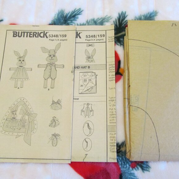 Vtg 1990s Butterick Sewing Craft Pattern 5348 Bunnies, Basket & Wreath UNCUT - Picture 4 of 12